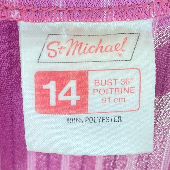 Vintage St Michael (Marks & Spencer) 80s Pink Striped Blouse; Sz UK 14, US Sm - Picture 6 of 7
